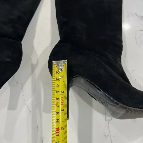 RARE VTG ST. JOHNS black Suede leather over the knee boots Size 7
